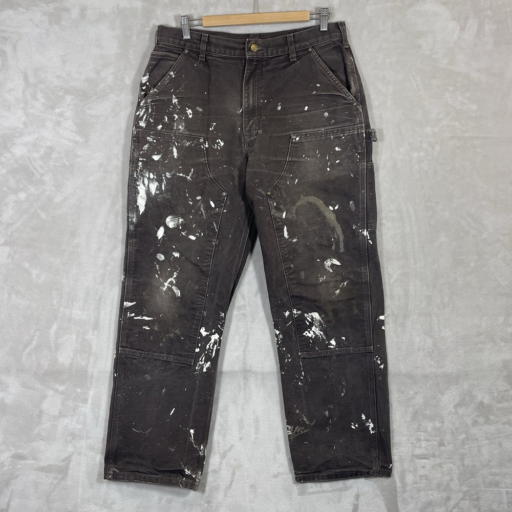 Vintage Carhartt B136 DKB Double Knee Pants Tag 34x32 Paint Distressed Loose Fit